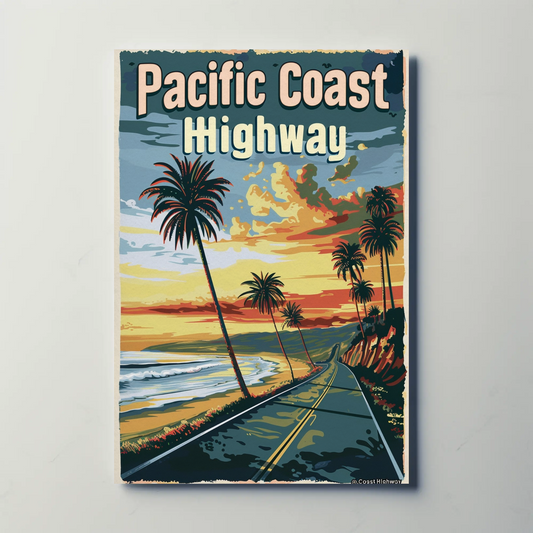 Pacific Coast Highway Vintage Poster - Sunset Road
