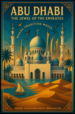 Abu Dhabi Elegance: Modern Meets Vintage Cultural or Heritage Poster
