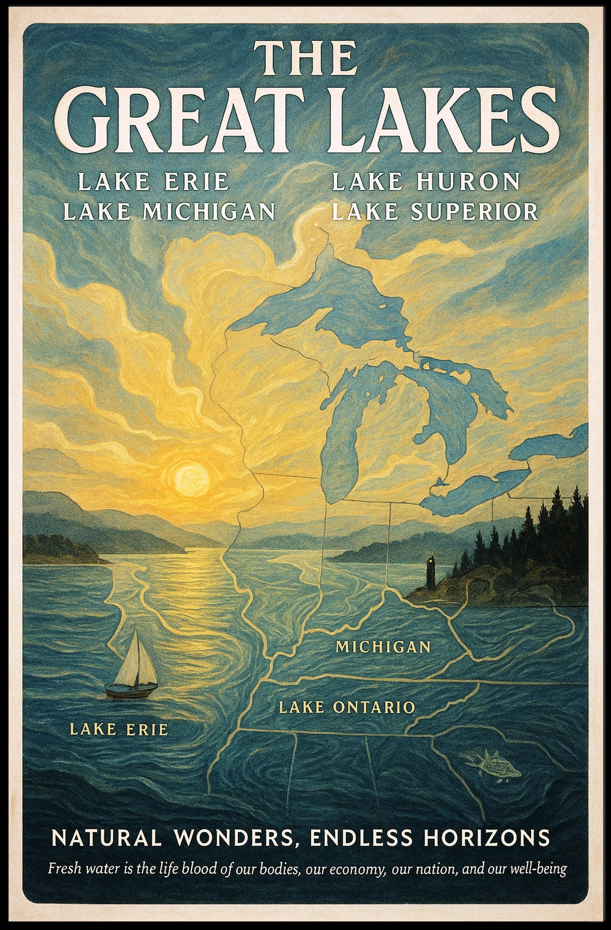 The Great Lakes Natural Wonders Poster
