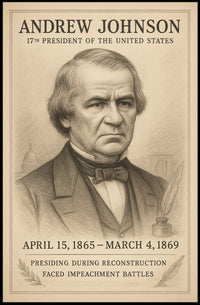 Andrew Johnson 17th President Sketch Poster Art Print for Home Decor PosterGoat