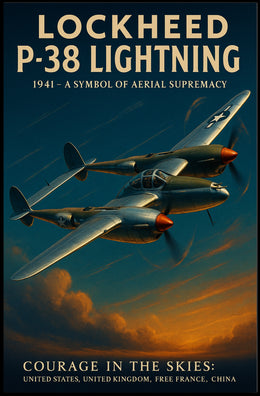 P-38 Lightning Vintage Aviation Poster Print