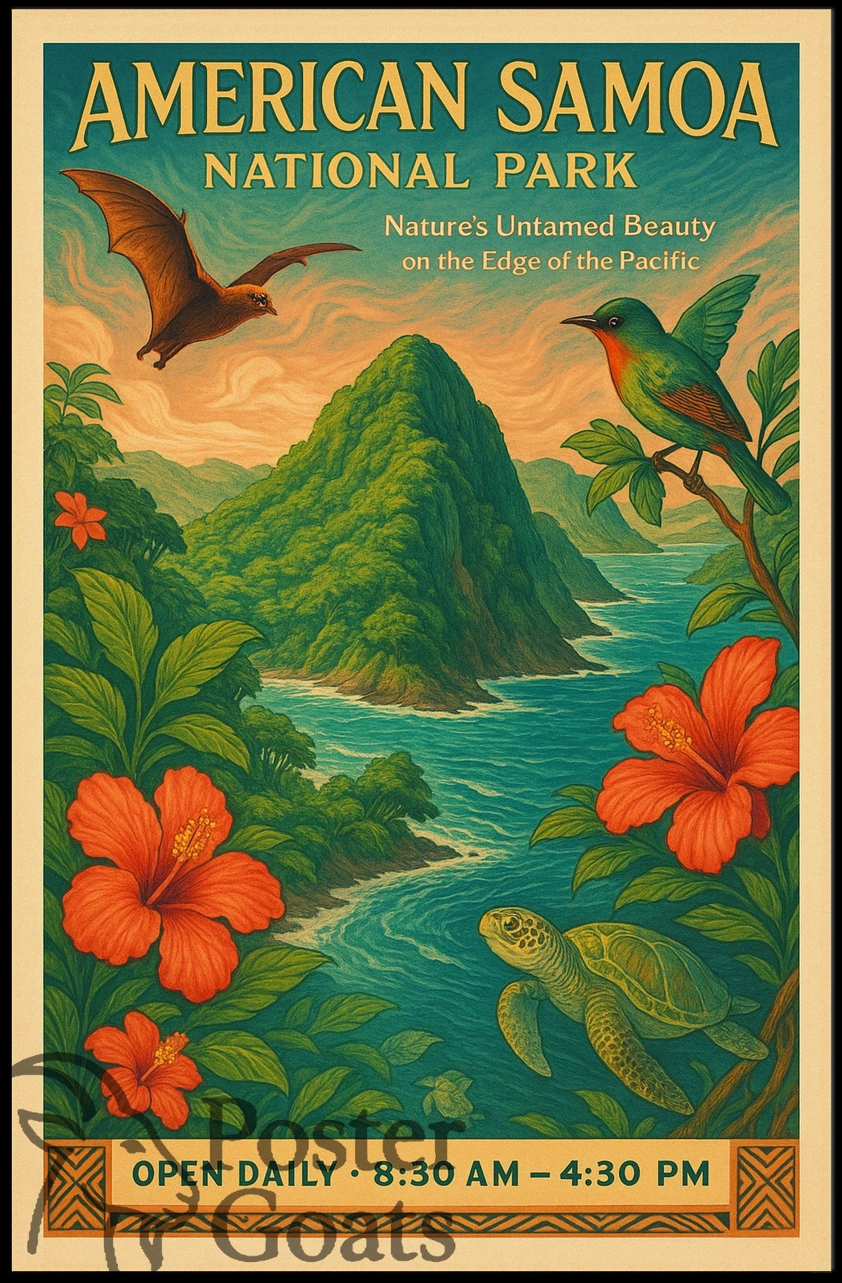American Samoa National Park Vintage Travel Poster