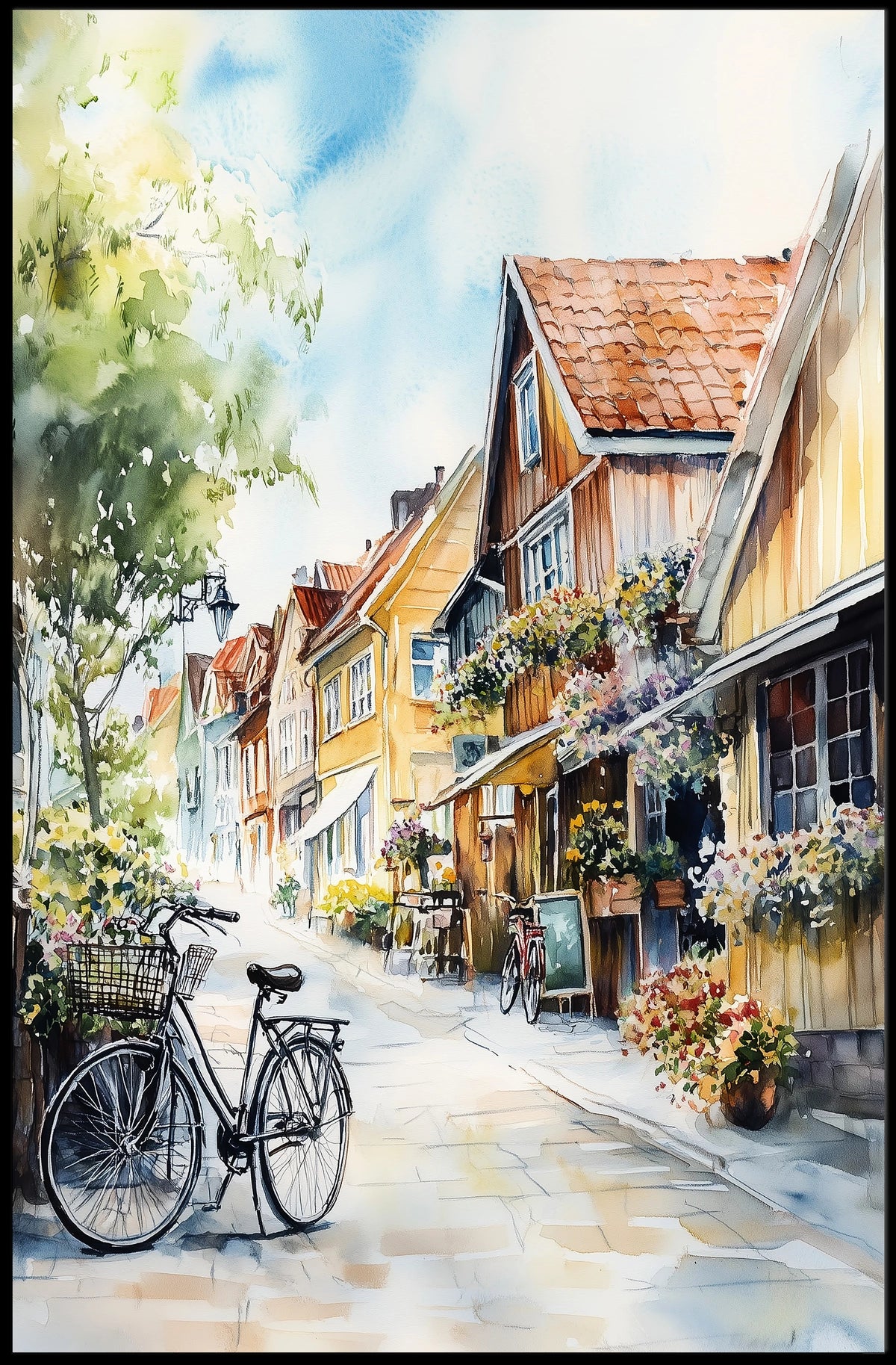 Sweden Gothenburg Haga District City Street Scene Poster
