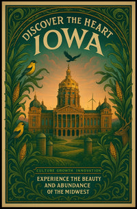 Vintage Iowa Travel Poster: Cultural and Agricultural Richness