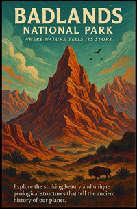 Badlands National Park Vintage Adventure Poster Print