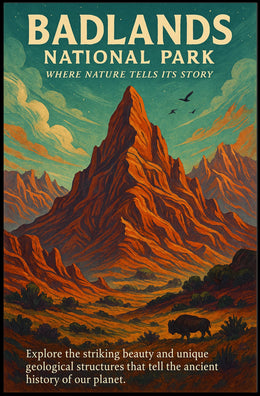 Badlands National Park Vintage Adventure Poster Print