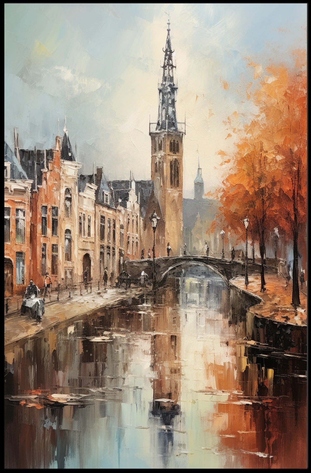 Impressionistic European Canal Scene with Historic Architecture - Urban or Cityscape Poster