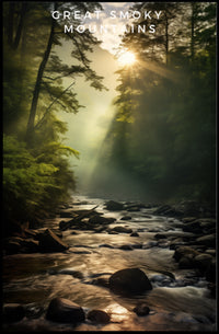 Tranquil Sunlit Forest Travel Poster Print