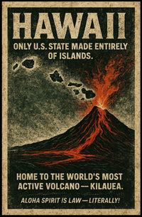 Hawaii Volcano Vintage Adventure Poster Art Print