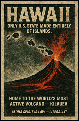 Hawaii Volcano Vintage Adventure Poster Art Print