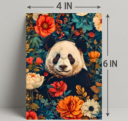 Panda in Bloom: Artistic Harmony Animal Poster