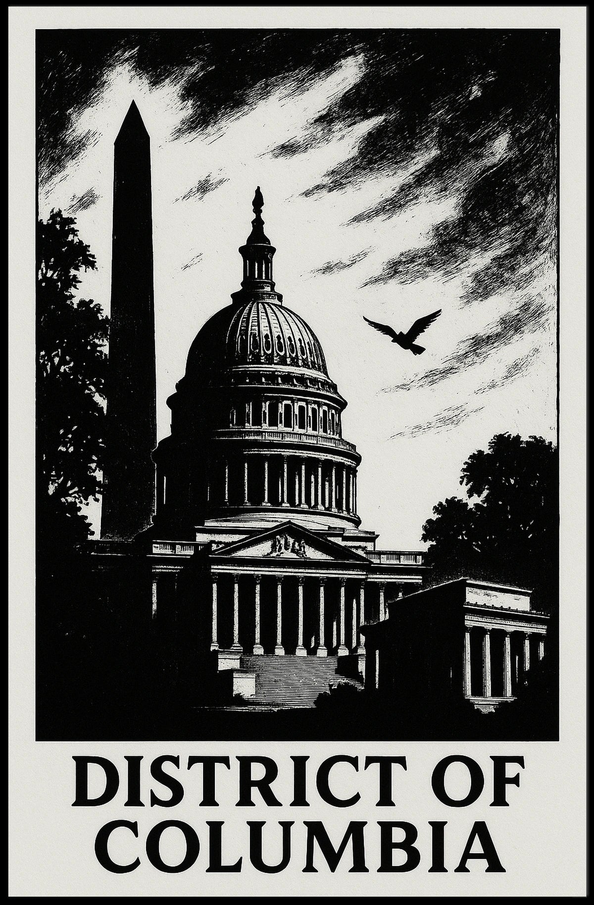 District of Columbia Capitol Silhouette Poster