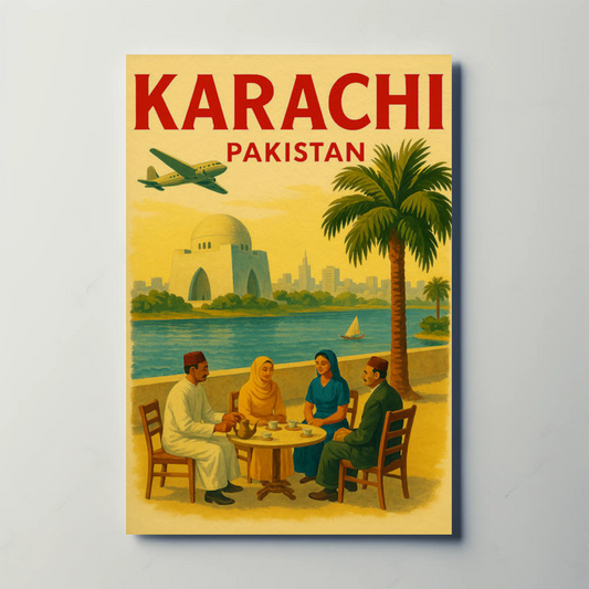 Karachi Pakistan Family Tea Lakeside Monument Poster Poster