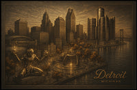 Detroit Skyline Urban Life Photography Realism Poster