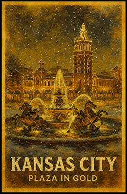 Kansas City Plaza in Gold Poster