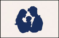 Family Bond Minimalist Blue Silhouette Art Poster