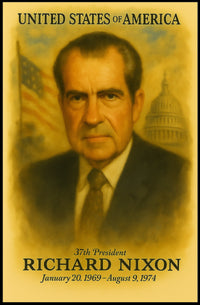 Richard Nixon 37th President of the United States Vintage Watercolor Poster