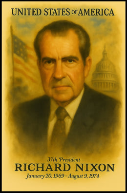 Richard Nixon 37th President of the United States Vintage Watercolor Poster
