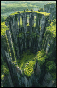 Nature Reclaims Gothic Cathedral Fantasy Art Poster PosterGoat