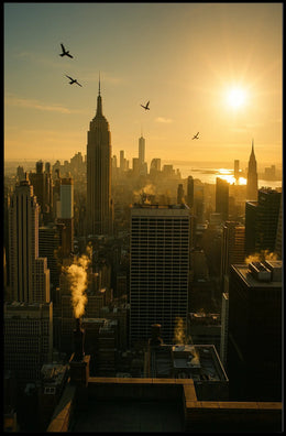 New York City Sunrise Urban Skyline Poster Modern Wall Art