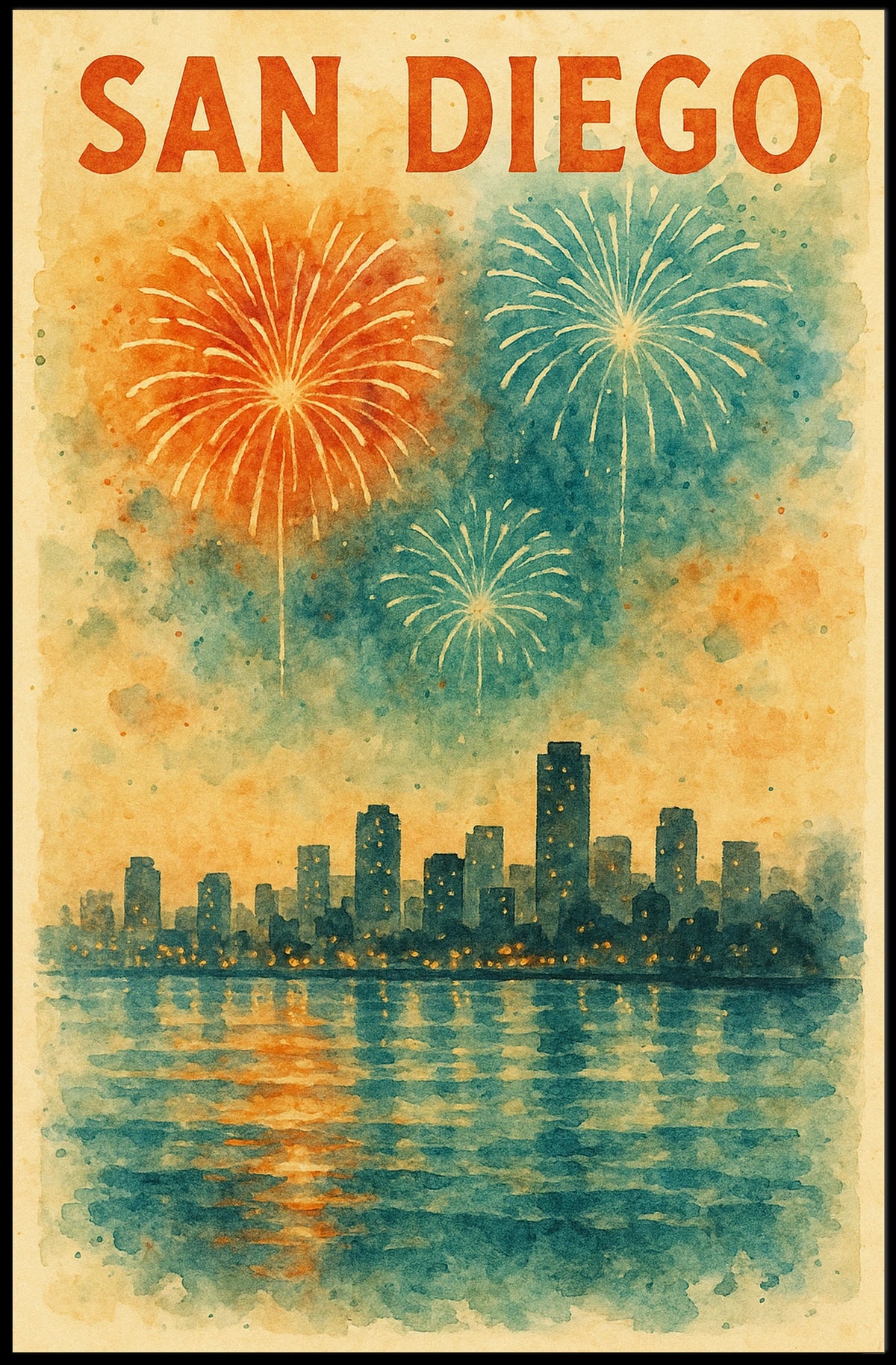 San Diego Skyline Celebration Poster