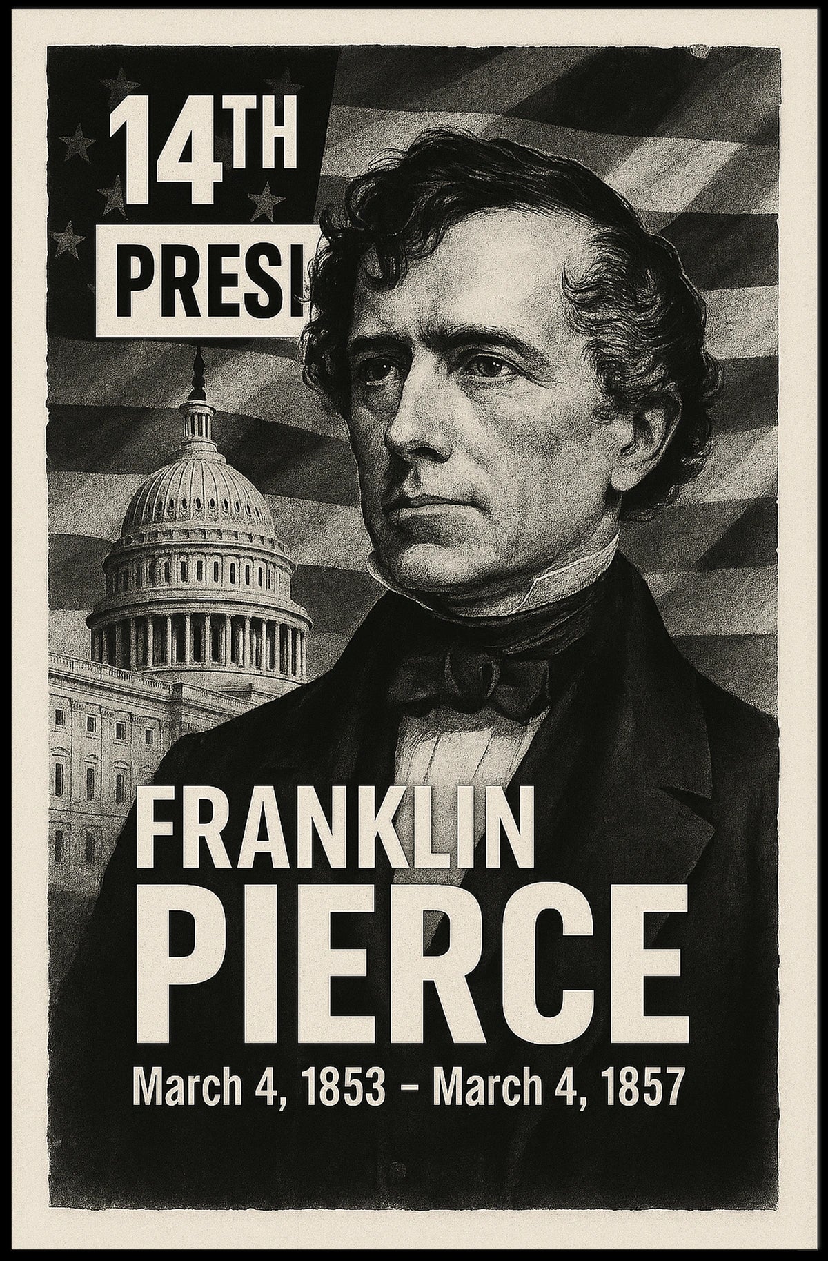 Franklin Pierce Vintage Leadership Historical or Presidential Poster