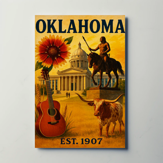 Oklahoma State Capitol Western Frontier Symbols Travel Poster Travel Poster