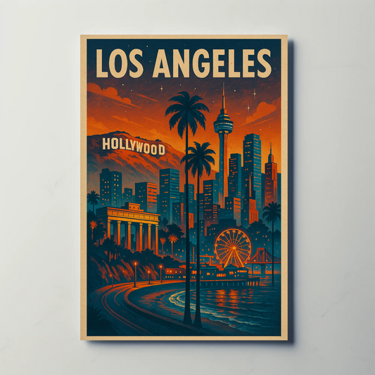 Los Angeles Hollywood Sunset Travel Poster