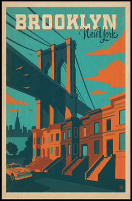 Brooklyn Bridge New York City Poster Vintage Wall Art