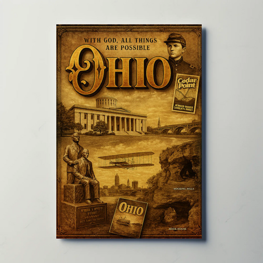 Ohio Vintage History Wright Brothers Cedar Point Capitol Poster Travel Poster
