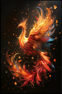 Phoenix Rebirth: Vibrant Fantasy Art Poster