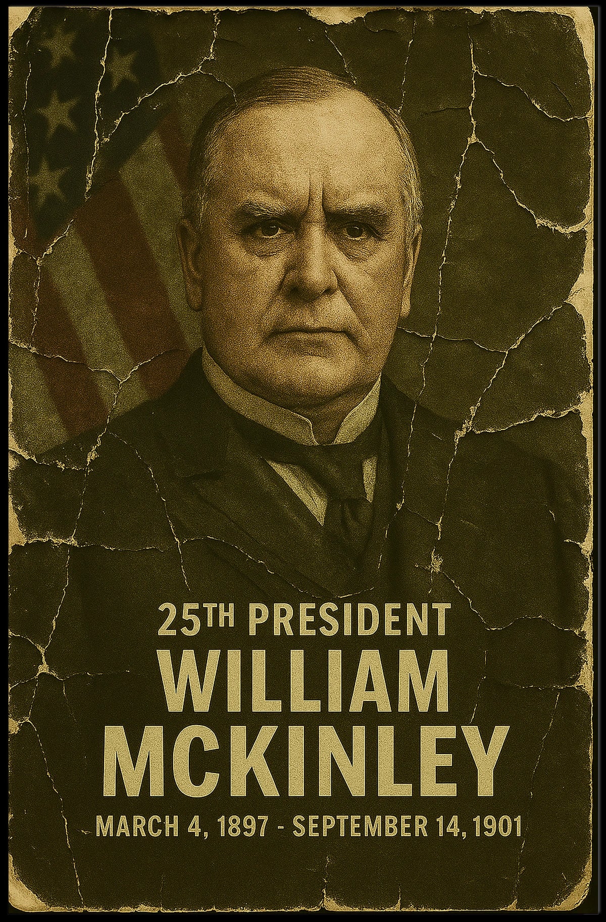 William McKinley 25th President of the United States Damaged Photograph Poster