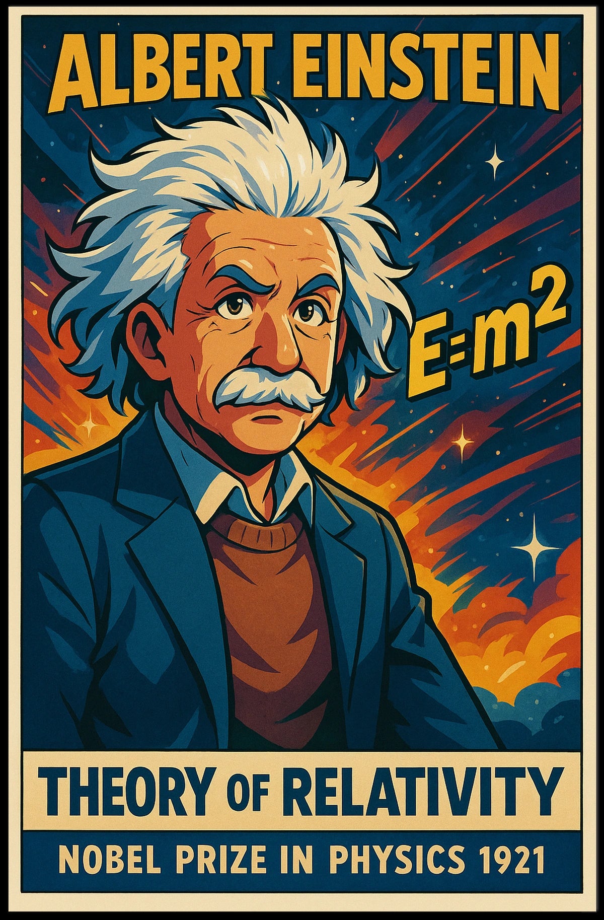 Einstein Relativity Vintage Curious Minds Poster
