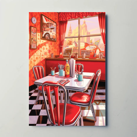Vintage Diner Scene: Classic Americana Cultural or Heritage Poster