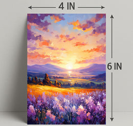Vibrant Sunset Over Fields Poster