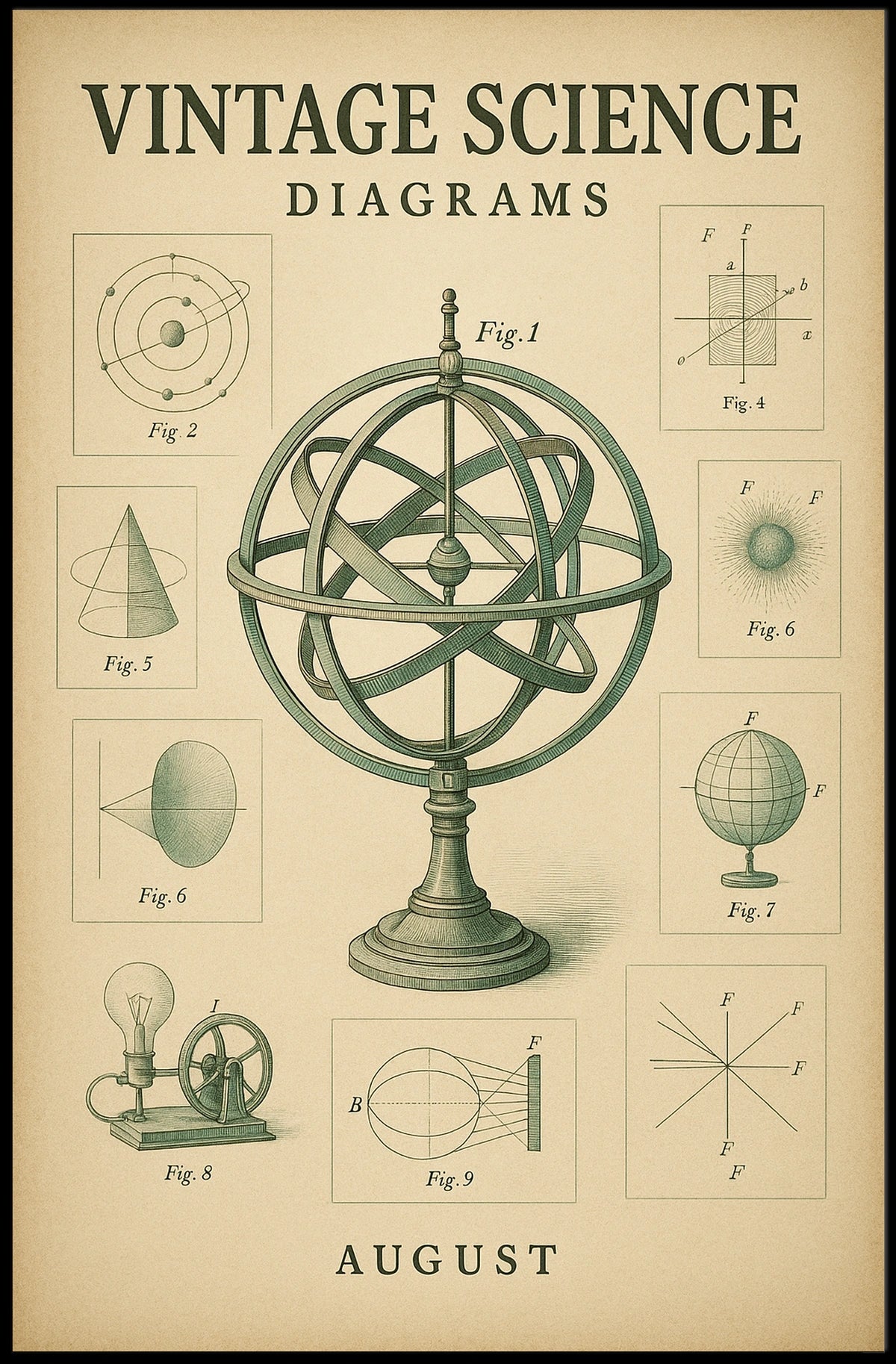 Vintage Science Diagrams Vintage Poster