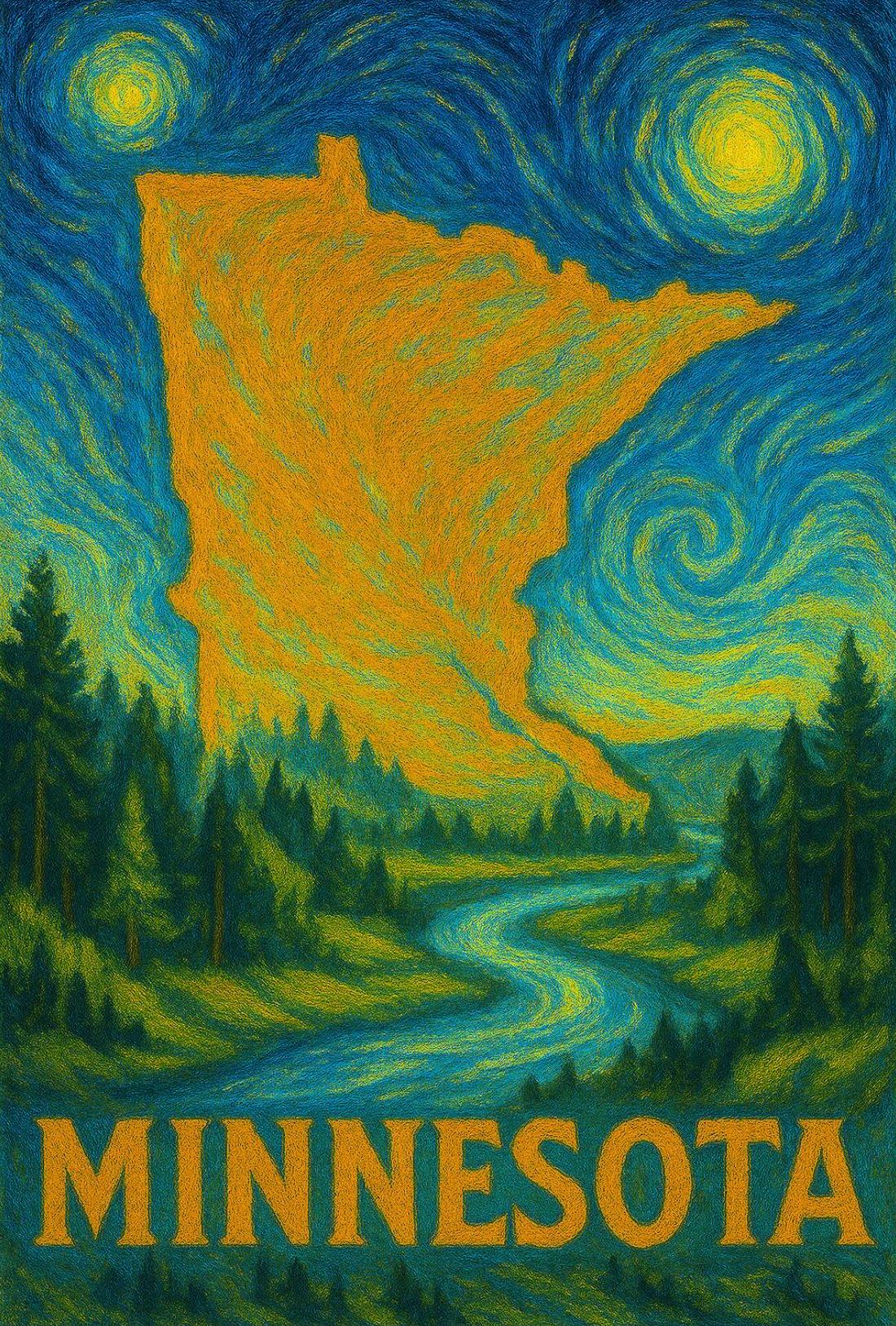 Minnesota Starry Night Poster