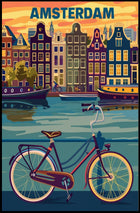 Amsterdam Canals and Bicycle Urban Cityscape Poster