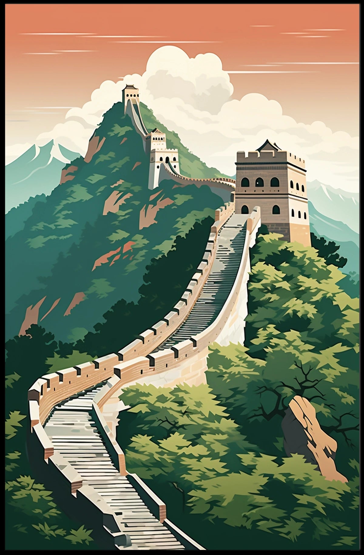 Great Wall of China Travel Adventure Poster