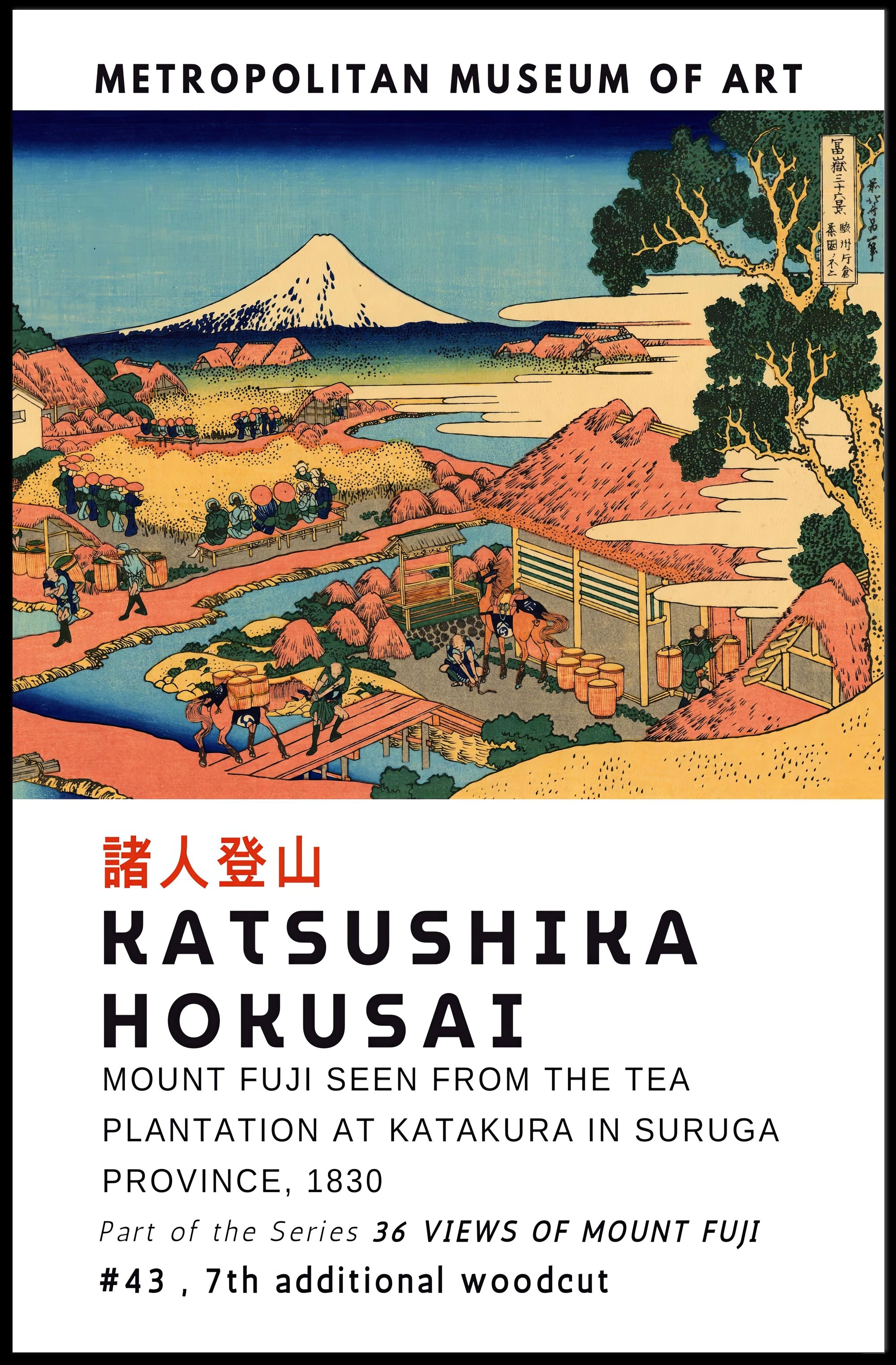 Mount Fuji from the Tea Plantation Katsushika Hokusai Poster