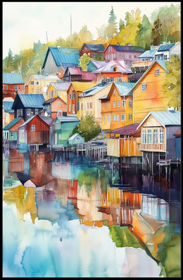 Finland Porvoo Old Town Colorful Houses Poster