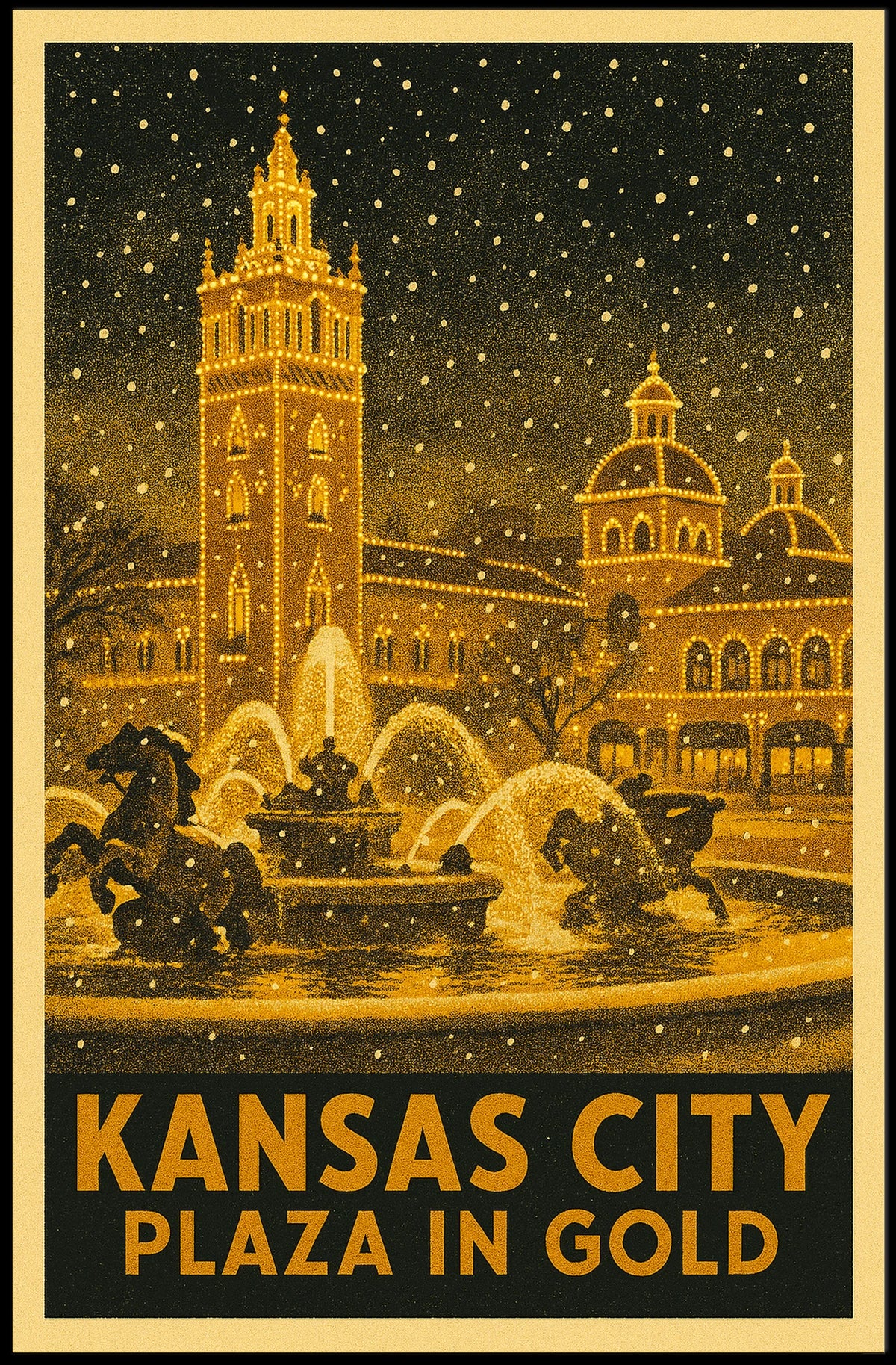Kansas City Plaza in Gold Poster