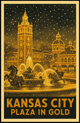 Kansas City Plaza in Gold Poster