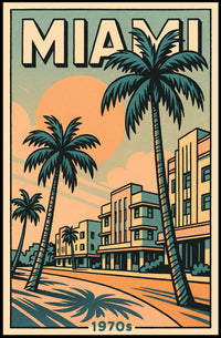 Miami Retro 1970s Travel Poster
