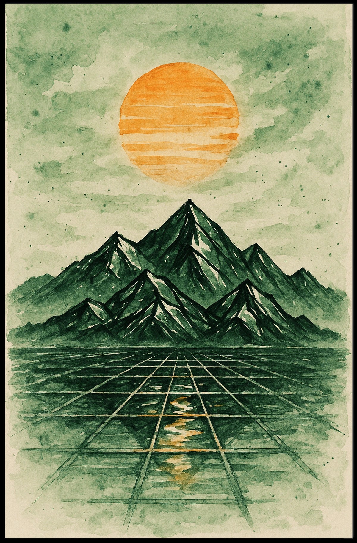 Surreal Abstract Landscape with Futuristic Touches Artistic Poster