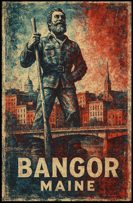 Bangor Maine Rustic Cityscape Wanderlust Poster