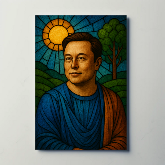 Elon Musk Modern Icon Stained Glass Poster