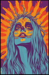 Day of the Dead Woman Psychedelic Bold Vibrant Poster