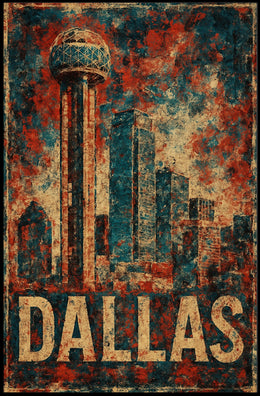 Dallas Observation Tower Vintage Travel Collectors Poster