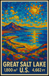 Great Salt Lake Vibrant Mosaic Landscape Poster